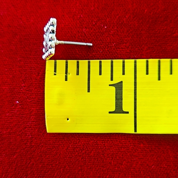 Square Silvertone Stud Earrings - Picture 4 of 4